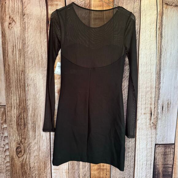 Abercrombie & Fitch Dress Black Mesh Long Sleeve Bodycon Mini Medium Versatile - Picture 2 of 8